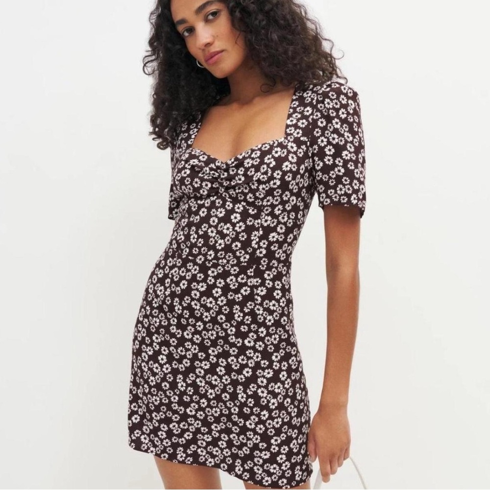 Reformation Black and White Floral Mini Dress
